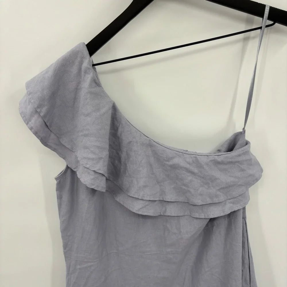 Nicole Miller One Shoulder Linen Dress Womens‎ Medium Periwinkle Kentucky Derby